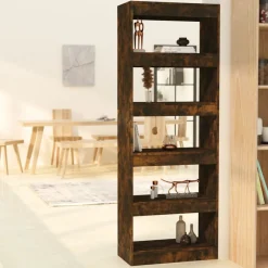 vidaXL Bibliothèque/Séparateur de pièce Chêne fumé Bois d'ingénierie