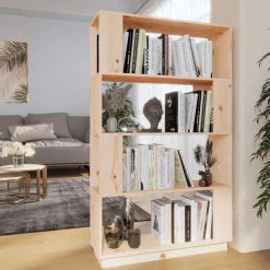 Étagères-vidaXL Bibliothèque/Séparateur de pièce 80x25x132 cm Pin solide Naturel