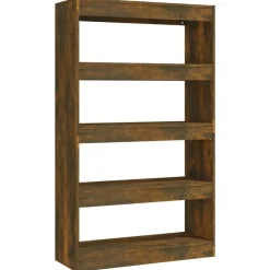vidaXL Bibliothèque/Séparateur de pièce Chêne fumé Bois d'ingénierie