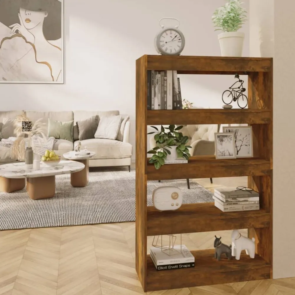 vidaXL Bibliothèque/Séparateur de pièce Chêne fumé Bois d'ingénierie