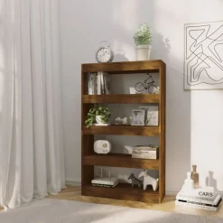 vidaXL Bibliothèque/Séparateur de pièce Chêne fumé Bois d'ingénierie
