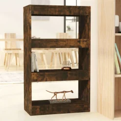Étagères-vidaXL Bibliothèque/Séparateur de pièce Chêne fumé Bois d'ingénierie Ch&ecirc;ne fumé