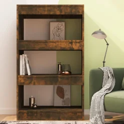 Étagères-vidaXL Bibliothèque/Séparateur de pièce Chêne fumé Bois d'ingénierie Ch&ecirc;ne fumé