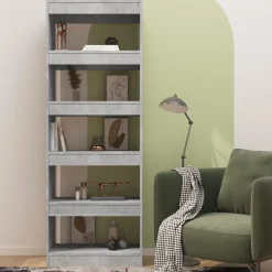 Étagères-vidaXL Bibliothèque/séparateur de pièce bois d'ingénierie Gris béton