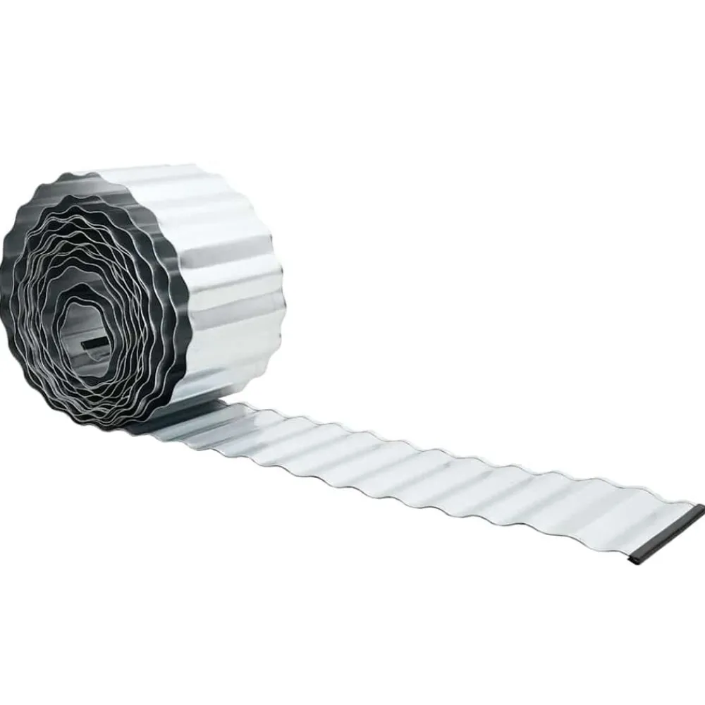 vidaXL Bord de pelouse Argenté 1000 x 15 x 0.03 cm Acier Galvanisé