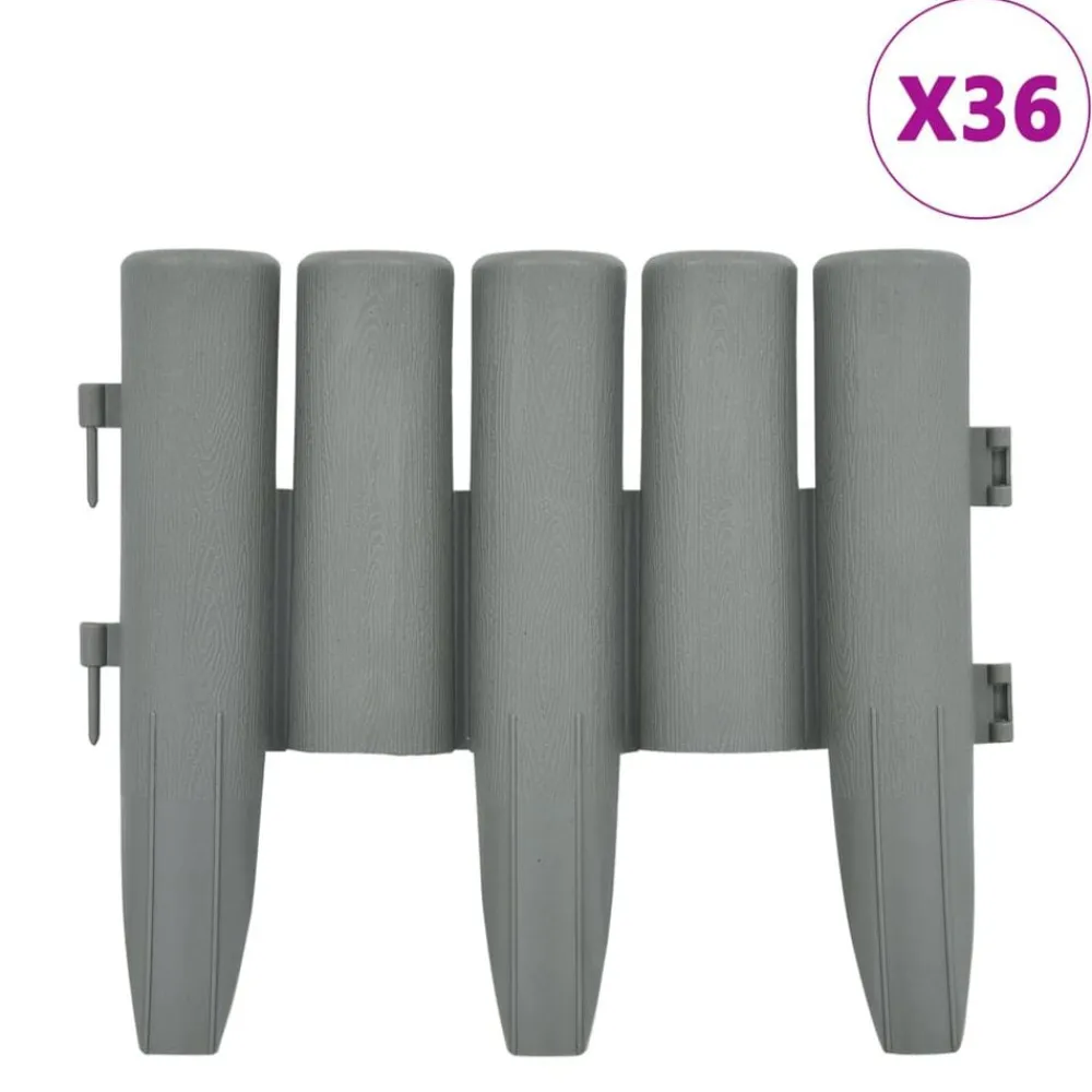 Clôtures & Barrières-vidaXL Bordures de pelouse 36 pcs 10 m PP Gris