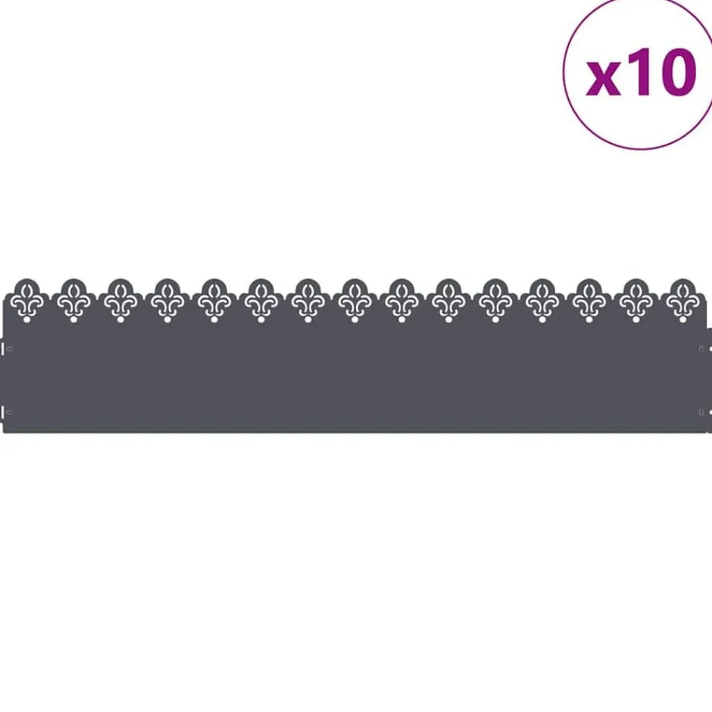 vidaXL Bordures de pelouse 10 pcs 103 x 0,05 x 22 cm Acier