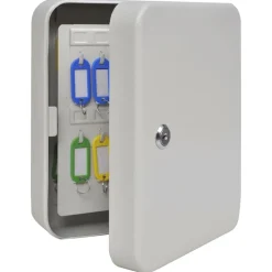 Sécurité À Domicile & Au Bureau-vidaXL Boîte à clés avec verrouillage Ivoire 20 x 7,5 x 25 cm Acier