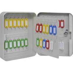 Sécurité À Domicile & Au Bureau-vidaXL Boîte à clés avec verrouillage Ivoire 20 x 7,5 x 25 cm Acier