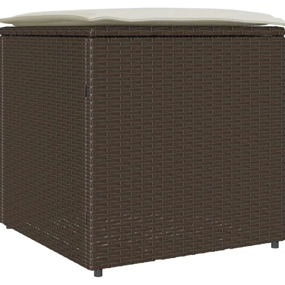 Mobilier De Jardin-vidaXL Boîte à coussins avec stockage Marron 50 x 50 x 50 cm polyrotin Marron et crème