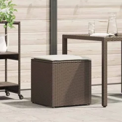 Mobilier De Jardin-vidaXL Boîte à coussins avec stockage Marron 50 x 50 x 50 cm polyrotin Marron et cr&egrave;me