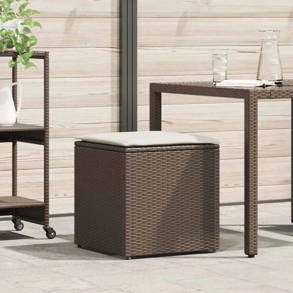 Mobilier De Jardin-vidaXL Boîte à coussins avec stockage Marron 50 x 50 x 50 cm polyrotin Marron et crème