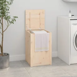 vidaXL Boîte à linge 44x44x66 cm Bois massif de pin