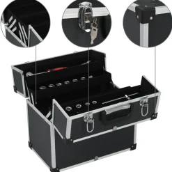 vidaXL Boîte à outils 38x22,5x34 cm Noir Aluminium