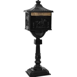 Décorations-vidaXL Boîte aux Lettres Debout avec porte 42,5 x 29,5 x 117 cm Noir