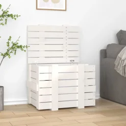 Produits Ménagers-vidaXL Boîte de rangement 58x40,5x42 cm Bois massif de pin Blanc