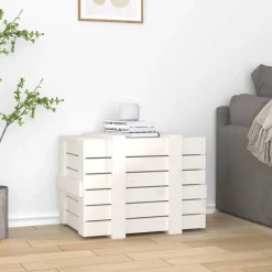 Produits Ménagers-vidaXL Boîte de rangement 58x40,5x42 cm Bois massif de pin Blanc