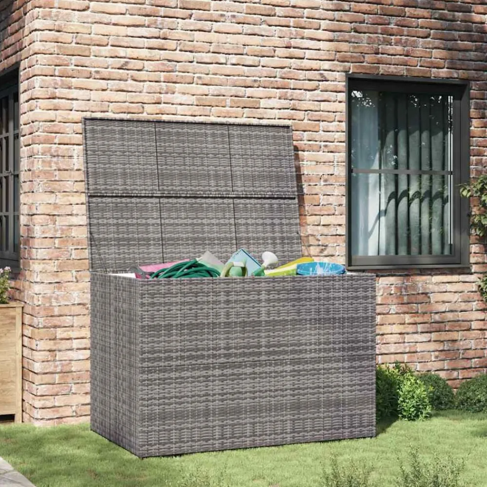 Mobilier De Jardin-vidaXL Boîte de rangement de jardin 150x100x100 cm résine tressée Gris