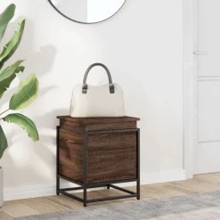 Produits Ménagers-vidaXL Boîte de rangement avec couvercle chêne marron bois ingénierie Ch&ecirc;ne marron