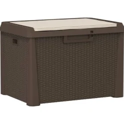 Mobilier De Jardin-vidaXL Boîte de rangement jardin coussin de siège 125 L PP Marron