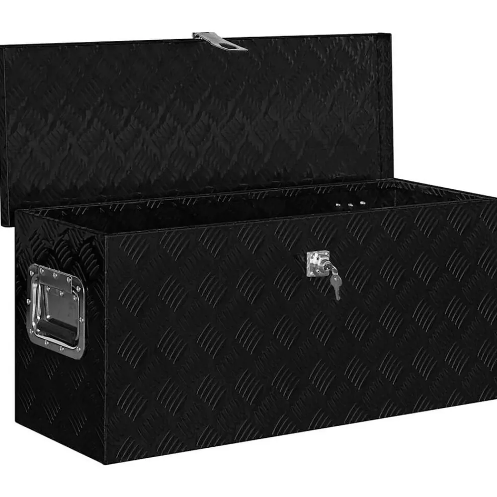 Accessoires De Quincaillerie-vidaXL Boîte en aluminium 80x30x35 cm Noir