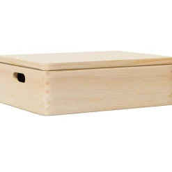 Produits Ménagers-vidaXL Boîte en bois avec couvercle et poignées bois de pin massif Naturel