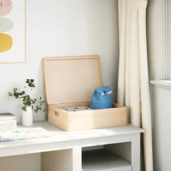 Produits Ménagers-vidaXL Boîte en bois avec couvercle et poignées bois de pin massif Naturel