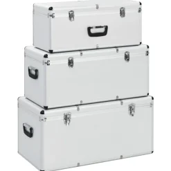 Accessoires De Quincaillerie-vidaXL Boîtes de rangement 3 pcs é Aluminium Argent