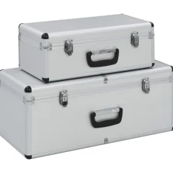 Accessoires De Quincaillerie-vidaXL Boîtes de rangement 2 pcs é Aluminium Argent