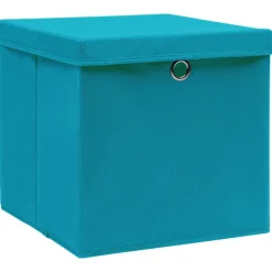 vidaXL Boîtes de rangement et couvercles 4 pcs Bleu 32x32x32 cm Tissu