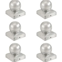 vidaXL Bouchons de poteau 6 pcs Globe final Métal galvanisé 71x71 mm