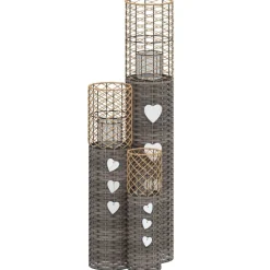 vidaXL Bougeoirs 3 pcs gris osier