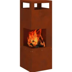 vidaXL Braise Marron 35 x 35 x 100 cm Acier patiné