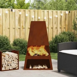 Cheminées-vidaXL Braise Marron 60 x 35 x 100 cm Acier patiné Acier corten/marron