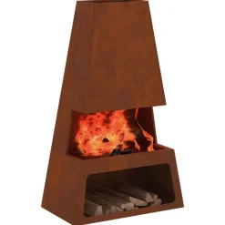 Cheminées-vidaXL Braise Marron 60 x 35 x 100 cm Acier patiné Acier corten/marron