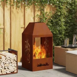 Cheminées-vidaXL Braise Marron 50 x 50 x 100 cm Acier Corten Acier corten/marron