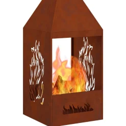 Cheminées-vidaXL Braise Marron 50 x 50 x 100 cm Acier Corten Acier corten/marron