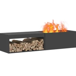 Cheminées-vidaXL Braise Noir 160 x 45 x 35 cm Acier Acier laminé &agrave; froid/noir