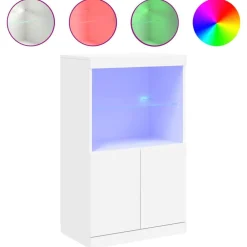 Armoires & Meubles De Rangement-vidaXL Buffet avec lumières LED 60,5x37x100 cm Blanc