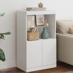 Armoires & Meubles De Rangement-vidaXL Buffet avec lumières LED 60,5x37x100 cm Blanc