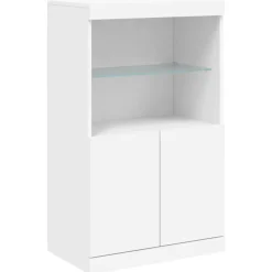 Armoires & Meubles De Rangement-vidaXL Buffet avec lumières LED 60,5x37x100 cm Blanc