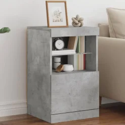 Armoires & Meubles De Rangement-vidaXL Buffet avec lumières LED 41x37x67 cm Gris béton