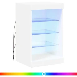 Armoires & Meubles De Rangement-vidaXL Buffet avec lumières LED 41x37x67 cm Blanc