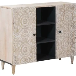 Armoires & Meubles De Rangement-vidaXL Buffet avec porte 90 x 33,5 x 75 cm Bois de mangue massif Blanc