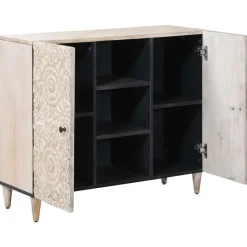 Armoires & Meubles De Rangement-vidaXL Buffet avec porte 90 x 33,5 x 75 cm Bois de mangue massif Blanc
