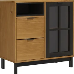 Armoires & Meubles De Rangement-vidaXL Buffet avec porte vitrée FLAM 80x40x80 cm bois massif de pin