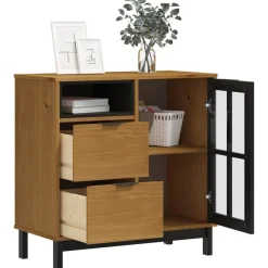 Armoires & Meubles De Rangement-vidaXL Buffet avec porte vitrée FLAM 80x40x80 cm bois massif de pin
