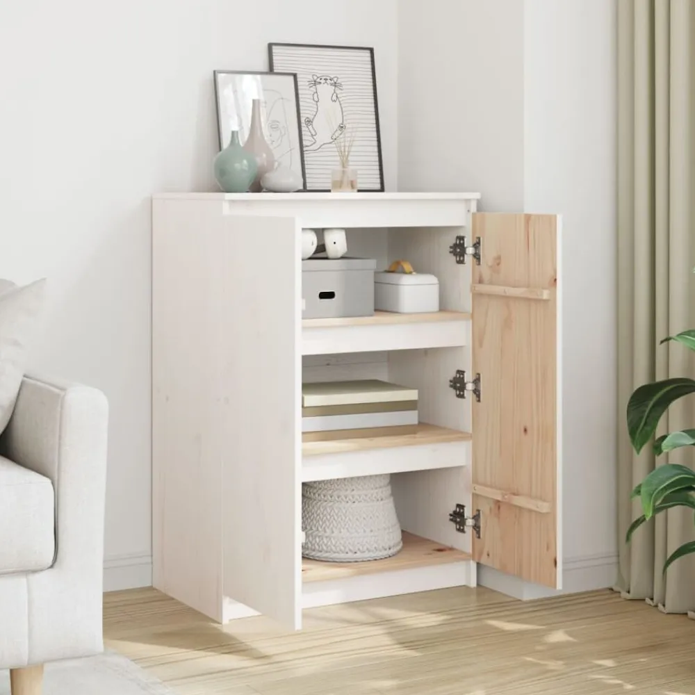 Armoires & Meubles De Rangement-vidaXL Buffet 60x36x84 cm Bois de pin massif Blanc