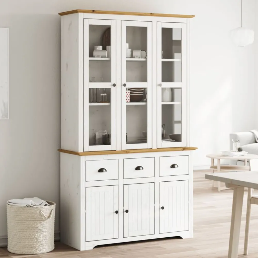 vidaXL Buffet BODO blanc et 115,5x43x200,5cm bois massif de pin
