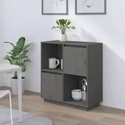 Armoires & Meubles De Rangement-vidaXL Buffet 74x35x80 cm Bois massif de pin Gris